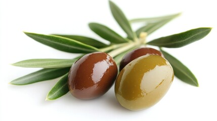 Poster - Green and Brown Olives on an Olive Branch