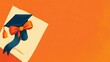 © McClerish - Graduation Cap with Orange Ribbon on Beige Paper Background