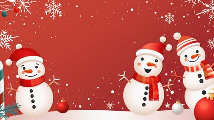 Sticker - Cute Abstract Christmas Illustration with Snowmen