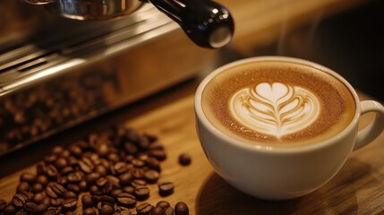 Latte Art with a Heart Design