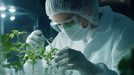 Poster - Scientist Extracting DNA from Plants in Laboratory