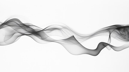 Poster - Elegant Flow of Black Smoke on White Background