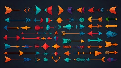 Wall Mural - Arrow vector icon set. Colored up arrows collection. Flat vector arrow set. Isolated arrow symbols. Generative AI