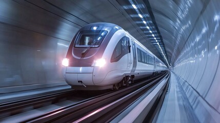 Poster - High-Speed Train in Futuristic Tunnel Environment
