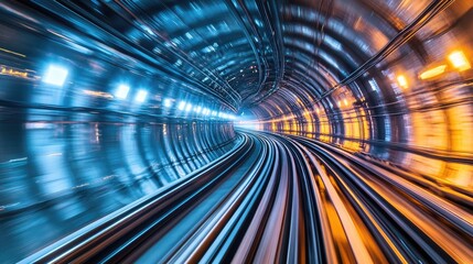 Poster - Motion Blur in Futuristic Subway Tunnel Scene