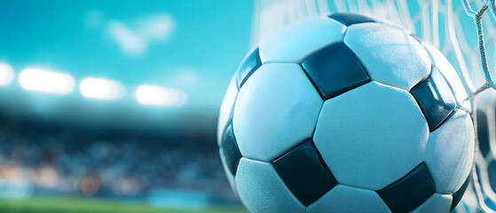 Wall Mural - Close-up of a soccer ball near the goalpost, capturing the essence of the game.