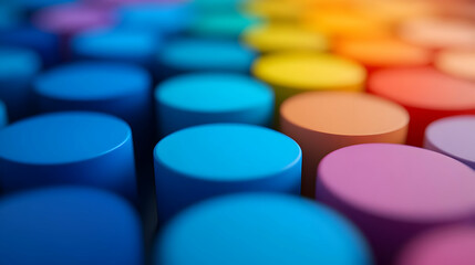 Poster - Colorful circular shapes arranged in a vibrant pattern on a blurred background.