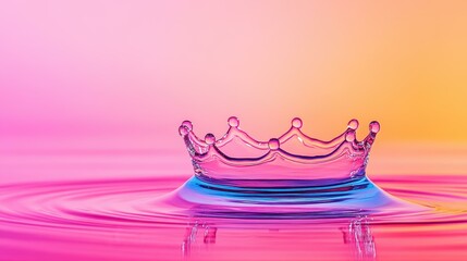 Sticker - A stunning highspeed shot shows a droplet forming a crown as it hits calm water, all set against a soft backdrop.