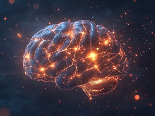 Poster - Abstract Human Brain with Glowing Lines and Connections - Neuroscience Concept