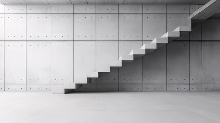 Poster - Modern Concrete Staircase in Minimalist Interior Design