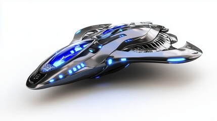 Poster - Sleek Metallic UFO with Glowing Features