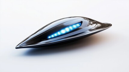 Poster - Sleek Metallic UFO with Glowing Elements in 3D Render