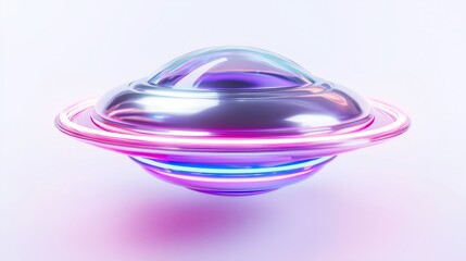 Poster - Futuristic 3D Render of a Saucer Shaped UFO