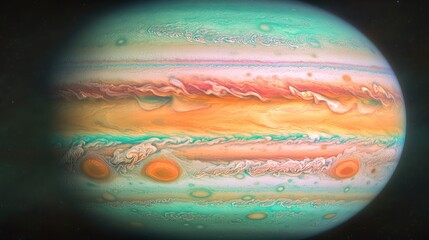 Wall Mural - jupiter southern hemisphere, with turbulent cloud systems and large storms dominating the planet col