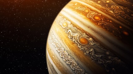 Wall Mural - jupiter southern hemisphere, with turbulent cloud systems and large storms dominating the planet col