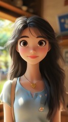 Poster - Delve into a charming 3D animation featuring a lovely young Korean woman, showcasing vibrant style and captivating visuals.