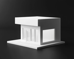 Minimalist white architectural model of a modern building against a dark background. Perfect for design and architecture concepts.