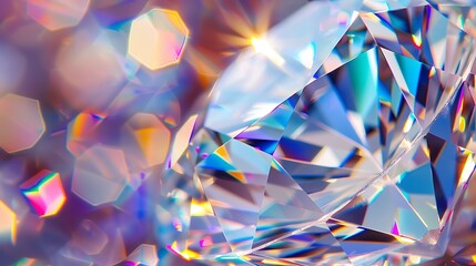 Poster - Diamond with a rainbow of colors reflected in its facets. The diamond's sparkle and shine are captured in detail.