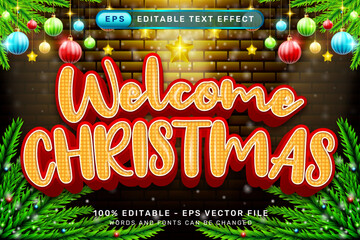 Poster - welcome christmas 3d text effect and editable text effect with Christmas element background
