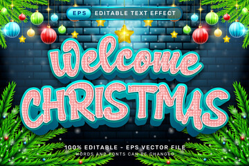 Poster - welcome christmas 3d text effect and editable text effect with Christmas element background