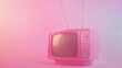 © cac_tus - Retro pink television on pastel background, vintage technology and nostalgia concept