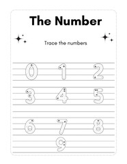 Tracing numbers coloring book page for kids, with the text 