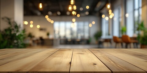 Wall Mural - Wooden Tabletop in a Cafe