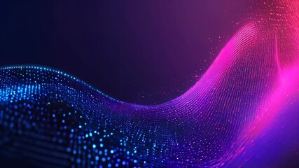 Fototapete - Colorful digital waves pulse through an abstract landscape, creating a mesmerizing visual experience filled with vibrant lights against a dark backdrop