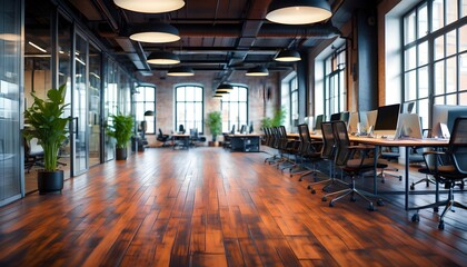 Poster - Modern office architecture featuring airy interiors and large, open windows