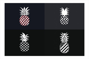 Wall Mural - Hand drawn pineapple silhouette illustration