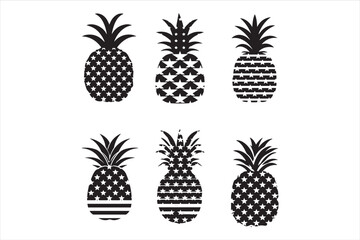 Wall Mural - Hand drawn pineapple silhouette illustration