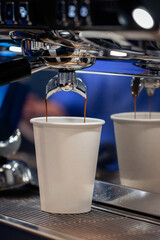 espresso machine pouring coffee