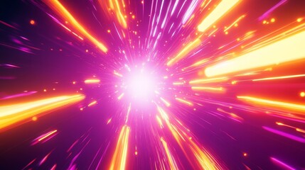 Aufkleber - 3D render of a colorful abstract background with a spectrum of neon rays and glowing lines, creating a bright and dynamic visual experience