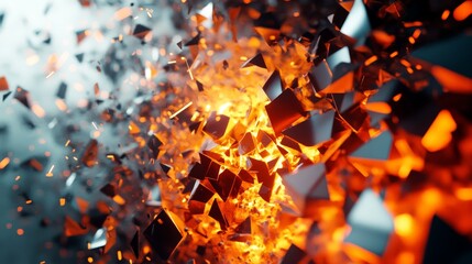 Aufkleber - 3D render of an explosive geometric background, highlighting a powerful design with a crushing surface for impactful visuals