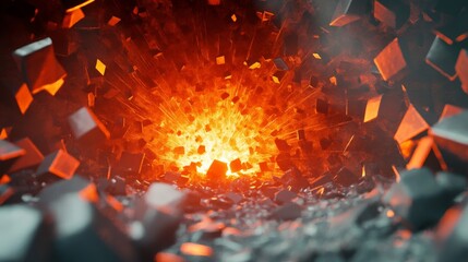 Aufkleber - 3D render of an explosive geometric background, highlighting a powerful design with a crushing surface for impactful visuals