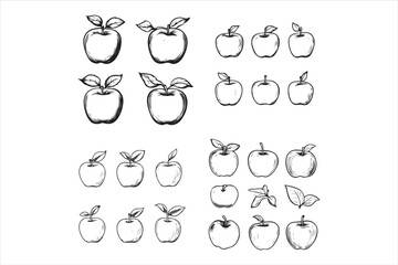 Wall Mural - Minimalist line art icon apple fruit collection set logo symbol