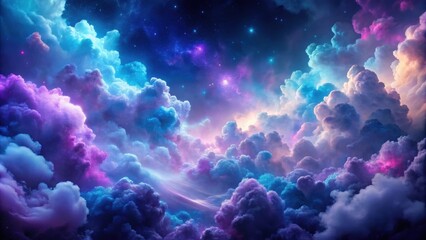 Wall Mural - abstract cosmic clouds in shades of purple and blue against a dark background, cosmic, ethereal, dre