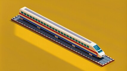 pixel art of high speed bullet train, isometric design, asymmetrical, transportation, technology