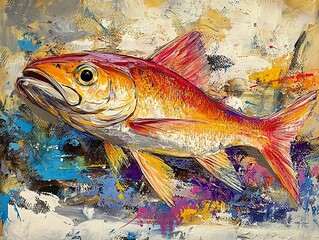 Canvas Print - Vibrant Redfish Painting: A Colorful Underwater Masterpiece