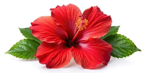 Wall Mural - Red hibiscus flower isolated on white background