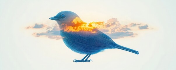 Wall Mural - Bird with Cloud Sky.