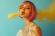 © rushay - portrait of a woman blowing out yellow smoke