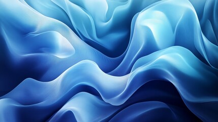 Poster - Abstract blue wave illustration featuring soft, fluid forms. The interplay of light and dark blues creates a calming and elegant visual effect