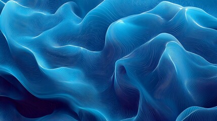 Aufkleber - Abstract blue wave illustration with dynamic, wavy lines. The blend of blue tones enhances the sense of movement and fluidity in the design
