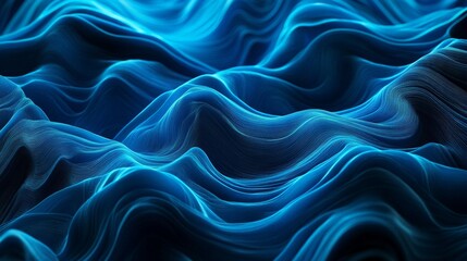 Aufkleber - Abstract blue wave illustration with dynamic, wavy lines. The blend of blue tones enhances the sense of movement and fluidity in the design