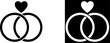 © HaqueMukul - Wedding rings with a heart symbol. Simple heart icons for infographics, websites, web design.