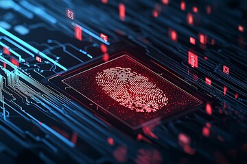Poster - a digital fingerprint on a touchscreen with a red overlay, representing unauthorized access during a