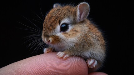 Wall Mural - a close up of a photograph rabbit on top of a finger tip