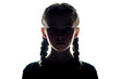 © TATIANA - Dark silhouette of girl on white background front view.