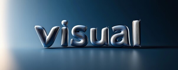 Poster - 3d metallic text of 'visual' on gradient blue background